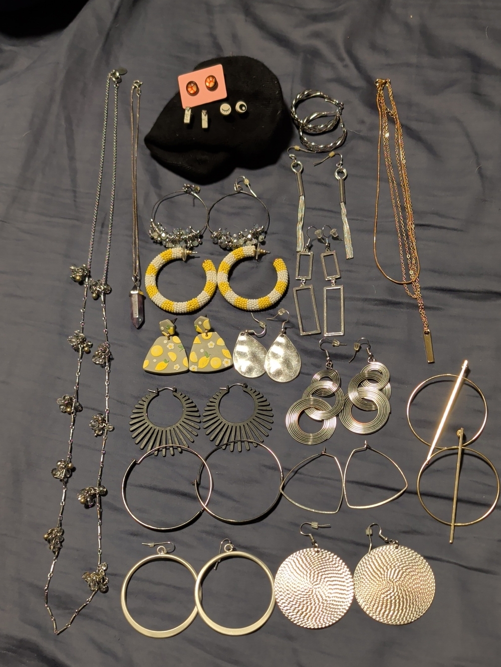 Silver Gold Beaded Bundle - Earrings, Hoops, Sterling, Necklaces, Studs
